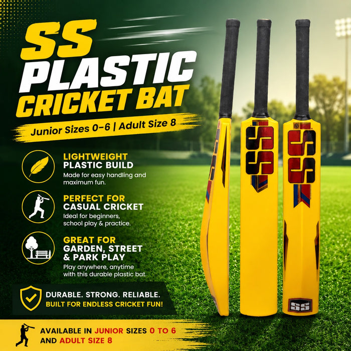 SS Plastic Cricket Bat Adult and Junior Size 0 - 6, 8