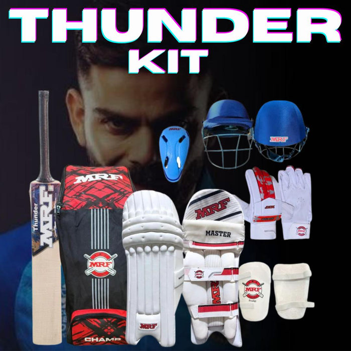 MRF Kashmir Willow Thunder  Cricket Kit Set - Complete Cricket Set for Adult