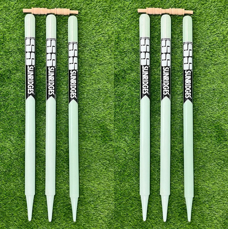 SS Wood Stumps for Cricket 2nd Grade - 6pc Stumps and 4pc Bails