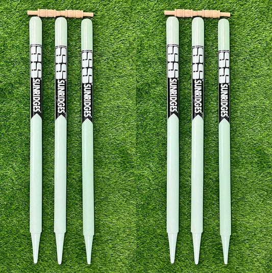 SS Wood Stumps for Cricket 2nd Grade - 6pc Stumps and 4pc Bails