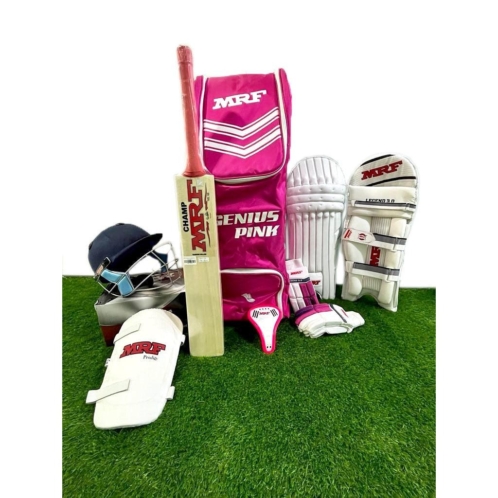 MRF Women's Girls Genius Pink Cricket Kit Set - Complete Cricket Set for Female - Adult Kit and Junior