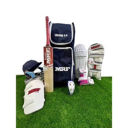 MRF Smash Cricket Kit Set - Adult Kit, Complete Set with Accessories, Bat, Kit Bag, Gloves, Guards