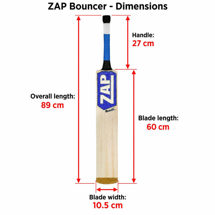 ZAP Bouncer dimensions with length and width arrows in cm