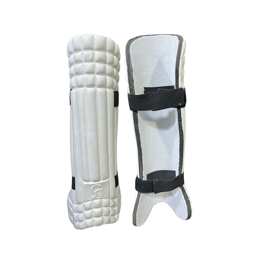 CA Fielding Pads showing moulded white front and rear lining with two black straps