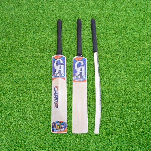 CA Gold Champ junior tennis ball bats with black grips showing front, back and side views