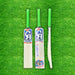CA Gold Champ junior tennis ball bats with green grips showing front, back and side views