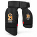 CA Gold Players Edition black dual thigh guard product-only catalog view showing outer pad, inner pad, waistband and straps without a model