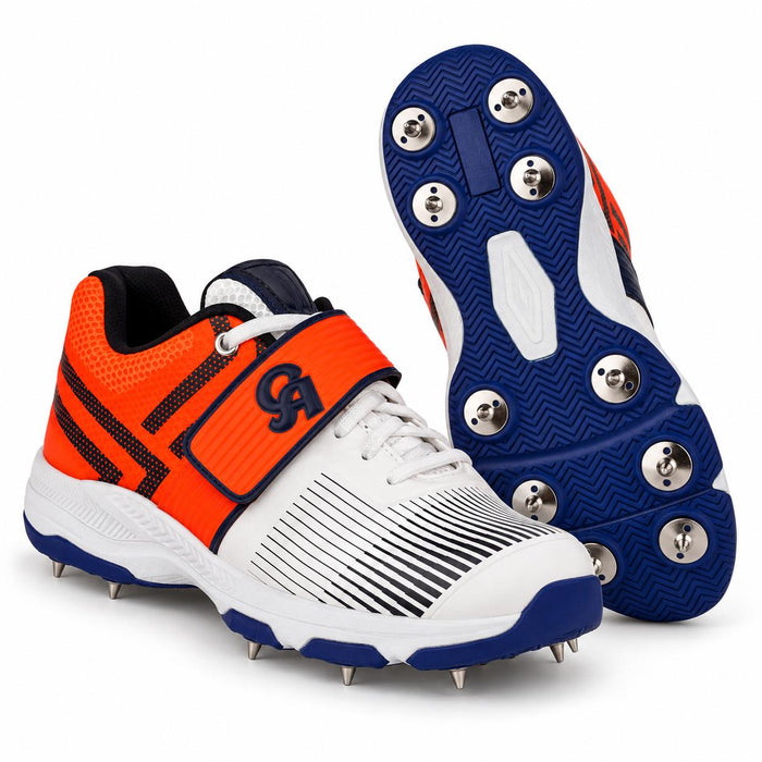 CA M8 Cricket Spike Shoes - pair showing front upper and complete sole