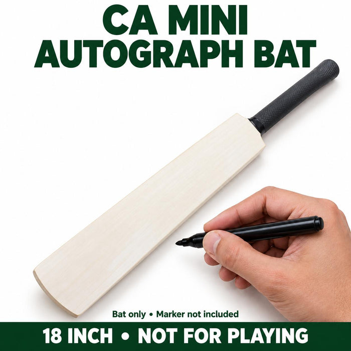 CA 18 inch mini unsigned autograph cricket bat with a hand holding a marker, not for playing