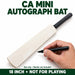 CA 18 inch mini unsigned autograph cricket bat with a hand holding a marker, not for playing