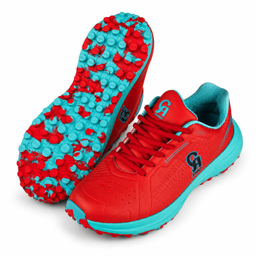 CA Pro Boost Cricket Shoes - Red - pair showing front upper and complete sole