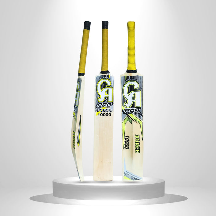 CA Pro Force 10000 cricket bat showing side, front and back views