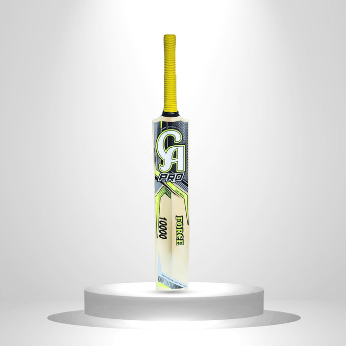 CA Pro Force 10000 cricket bat back with yellow graphics
