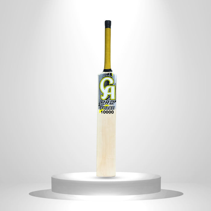 CA Pro Force 10000 tennis ball cricket bat front face and yellow grip