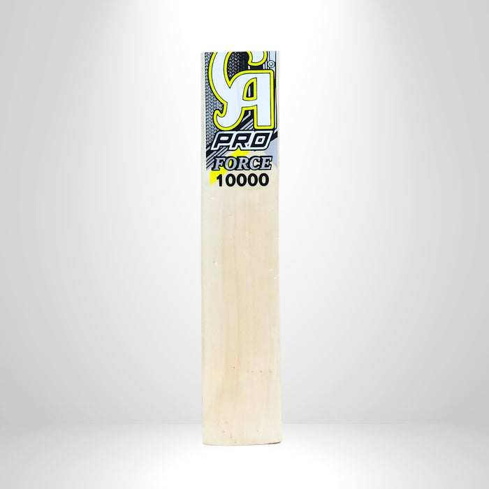 Close view of the CA Pro Force 10000 cricket bat front face branding