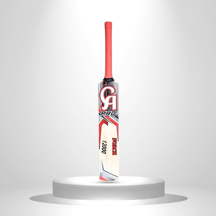 CA Pro Force 12000 cricket bat back with red and silver graphics
