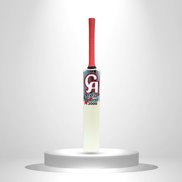 CA Pro Force 12000 tennis ball cricket bat front face and red grip