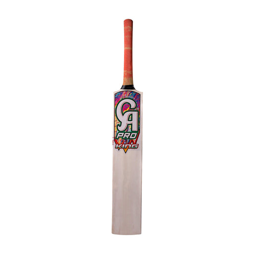 CA Pro King tennis ball cricket bat front face with orange grip