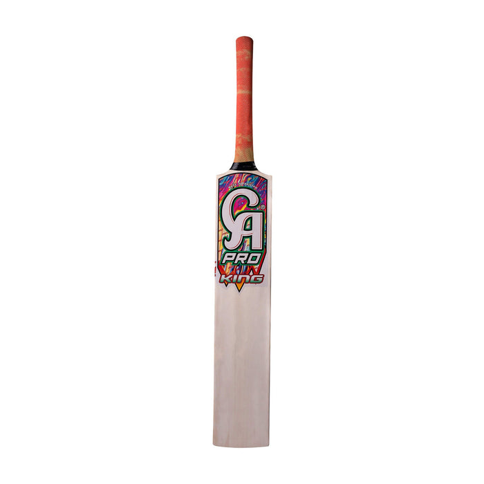 CA Pro King tennis ball cricket bat front face with orange grip