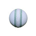Cricket Arabia white wind cricket ball with green stitched seam - studio product view 3