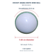White wind cricket ball with arrows showing 7.48 cm diameter, 23.5 cm circumference and 75-80 g weight