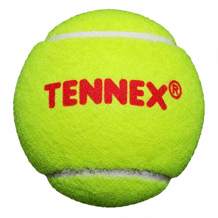 Green Tennex cricket tennis ball close-up on white