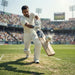 White SG cricket ball in batting scene on a cricket ground