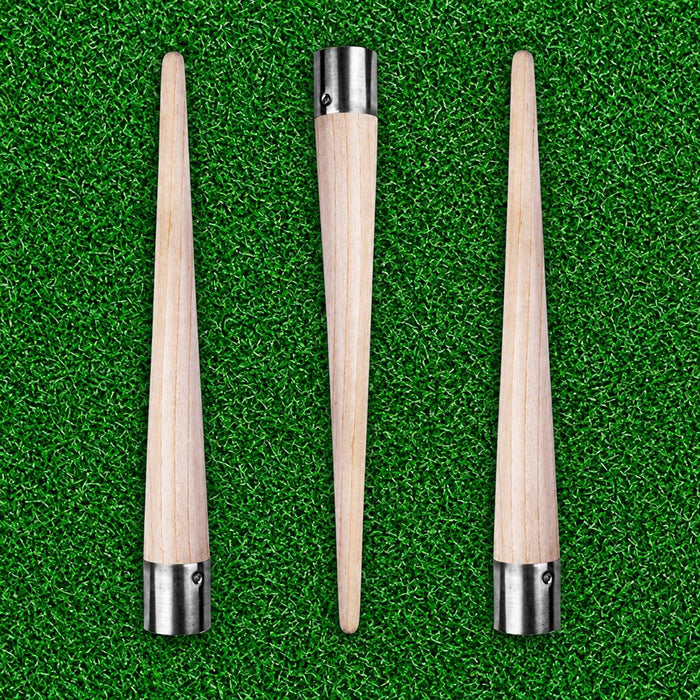 Three cricket grip cone views showing different orientations