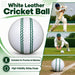 White leather cricket ball overview with cricket scenes