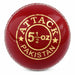 Red CA Attack cricket ball with gold Attack branding on white