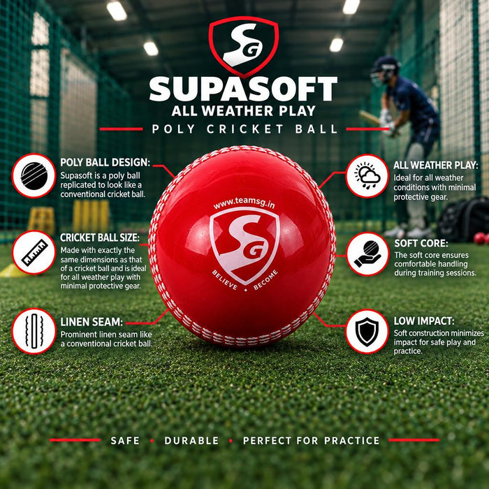 SG Supasoft synthetic cricket ball feature graphic