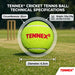 Tennex cricket tennis ball technical specifications graphic