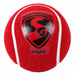 SG Spark red cricket tennis ball front close-up with SG logo and white seams