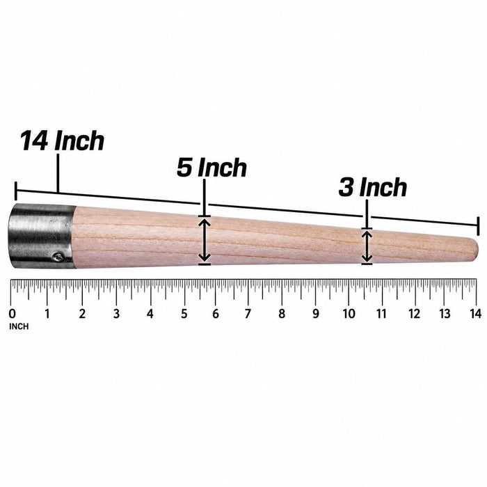 Cricket bat grip cone measurement diagram with ruler