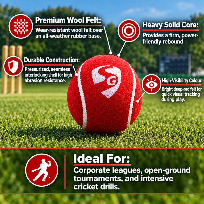 SG Club tennis cricket ball features and suitable cricket uses