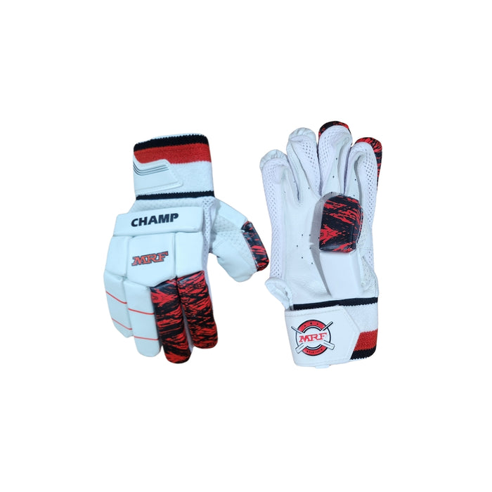 MRF Champ white red and black cricket batting gloves - product view 1