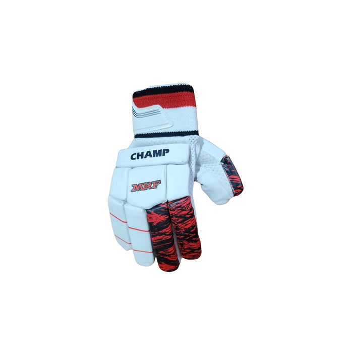 MRF Champ white red and black cricket batting gloves - product view 2