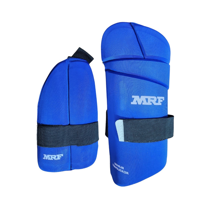 MRF Genius Dual navy outer and inner thigh pads shown together
