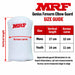 MRF Genius forearm elbow guard size guide with Mens and Youth dimensions and measurement arrows