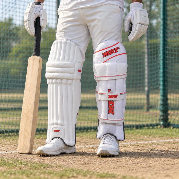 MRF Genius Grand Edition 3.0 Cricket Batting Leg Guard - cricket practice lifestyle
