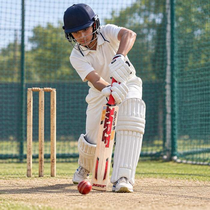MRF Genius Master Class Harrow cricket bat used for batting practice