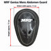 MRF Genius Mens abdomen guard size guide showing vertical height approx. 17 cm and width at the broadest point approx. 11 cm