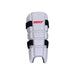 MRF Molded white forearm elbow guard front view with red MRF logo