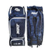 MRF VK 18 Senior Navy Blue cricket kit bag front and rear views
