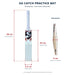 SG Catch Practice Bat front foam face dimensions: overall length 68 cm, blade length 44 cm, width 9.5 cm, maximum thickness 5 cm shown in side detail
