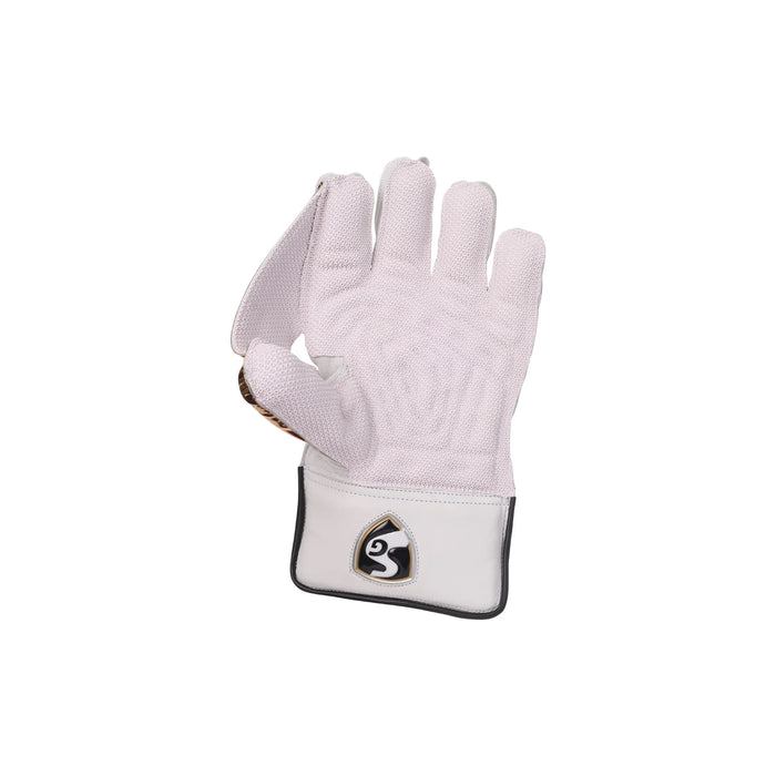 SG Hilite wicket keeping glove palm view showing the pale Octopus rubber grip and SG cuff logo