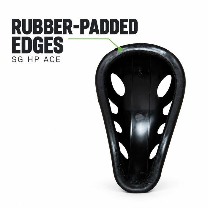 SG HP ACE Black cricket abdomen guard rubber-padded edge detail
