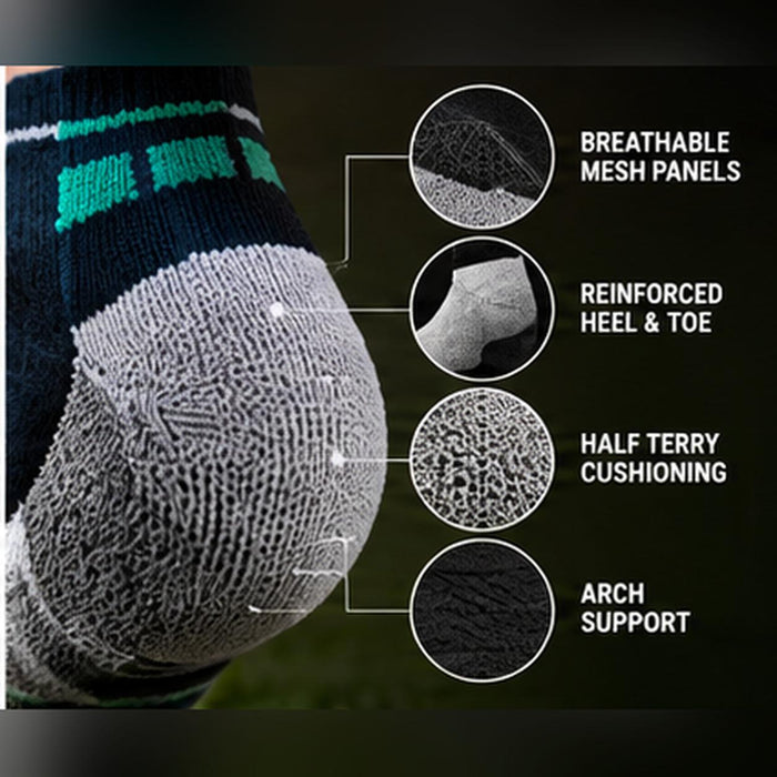 SG Jump black light grey socks heel closeup
