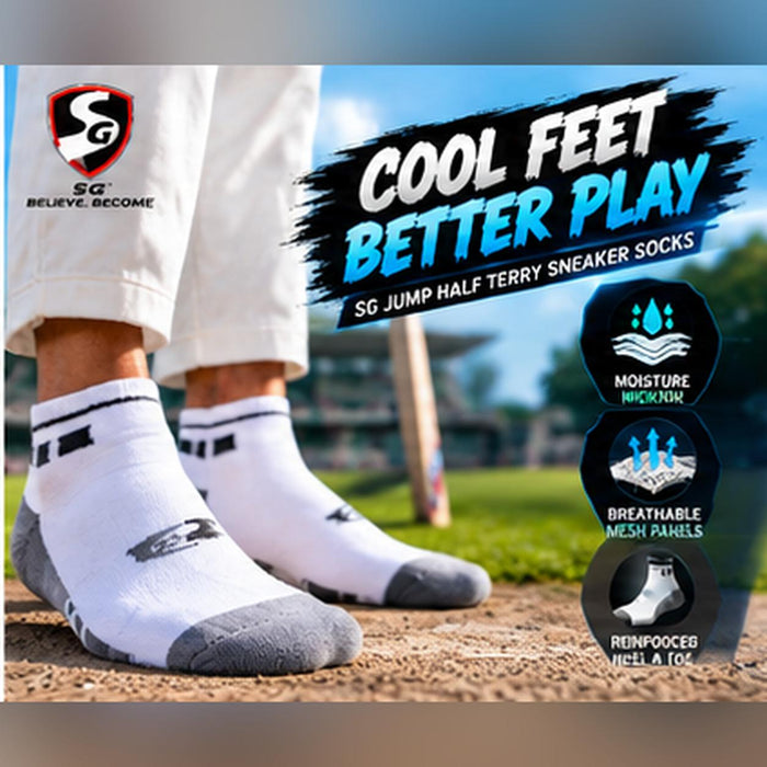 SG Jump white dark grey socks breathable fabric