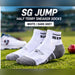 SG Jump white and dark grey half terry sneaker socks with cushioning, arch support and breathable feature illustrations